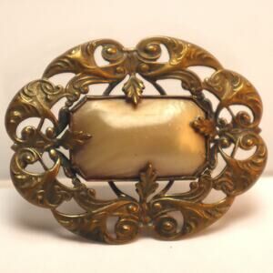 Vintage Nouveau Brooch Satin Stone Pin